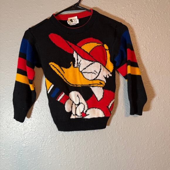 Mickey Donald Duck Black Kids Pullover Sweater Medium Acrylic Disney Vintage - Picture 8 of 8
